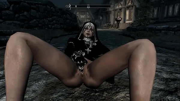 Grosses Skyrim : 2 nonnes gantées de cuir s'amusant dans les rues de whiterun vidéos chaleureuses