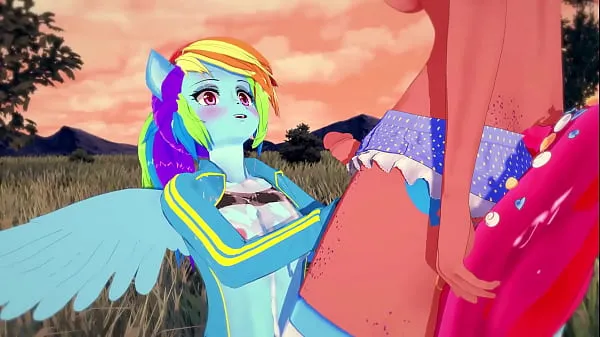 Grosses My Little Pony - Rainbow Dash se fait crémer par Pinkie Pie vidéos chaleureuses